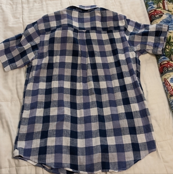 CLUB Room linen cotton blend checkered shirt size Medium - Picture 4 of 5